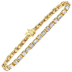 Roman Malakov 5.16 Carats Total Mixed Cut Alternating Diamond Tennis Bracelet