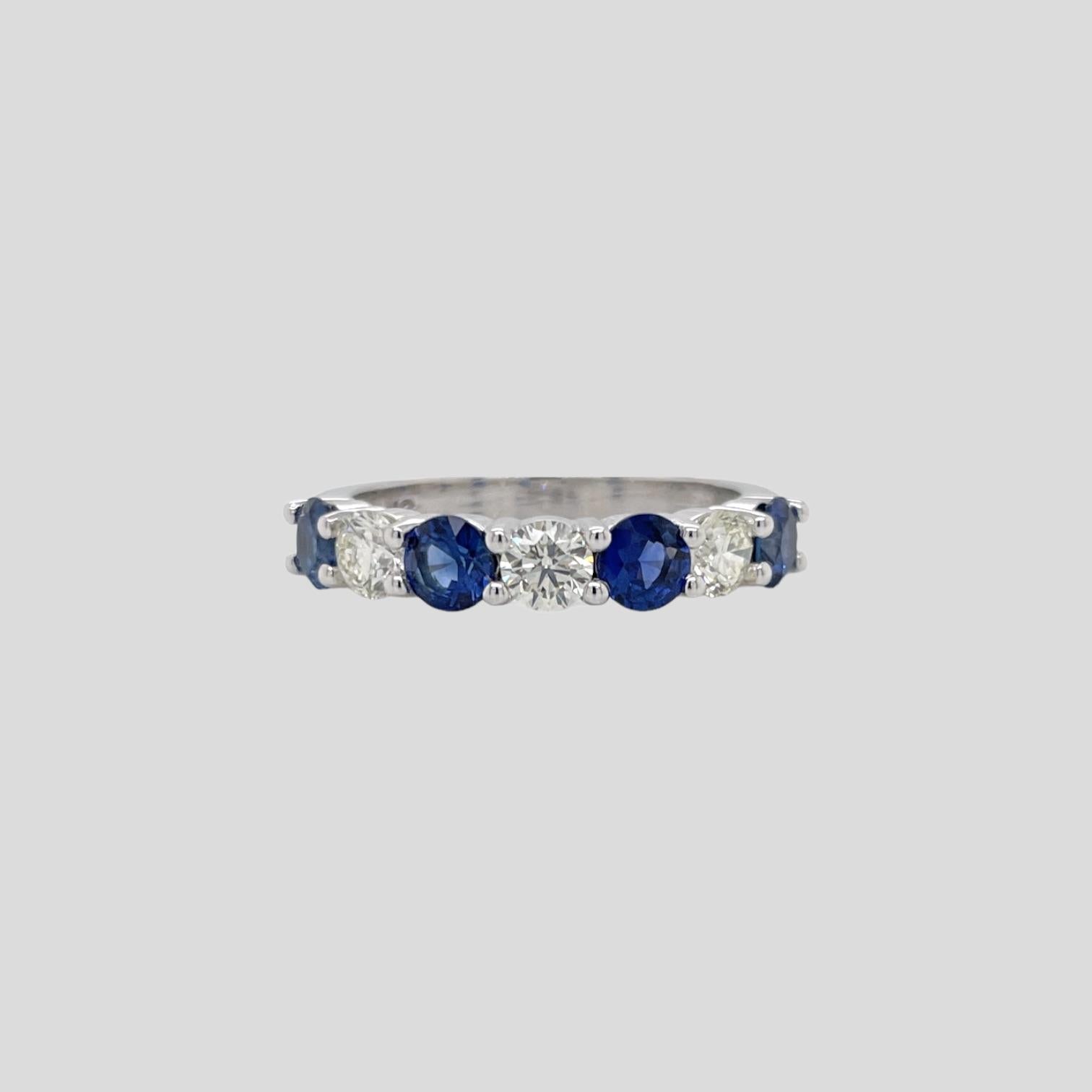 alternating diamond and sapphire ring