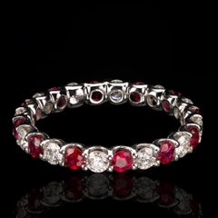 Alternating Rubies and Diamonds Eternity Band