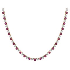 Alternating Ruby and Diamond Collar Necklace, 15.67ct