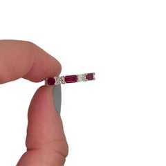 Alternating Ruby & Diamond Eternity Ring 18K White Gold