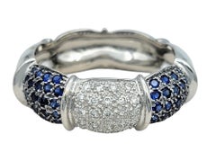 Alternating Sapphire and Diamond Scalloped Band Ring in 18 Karat White Gold