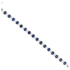 Alternating Sapphire & Diamond Tennis Bracelet 22.80 CTTW 18KT White Gold F VS