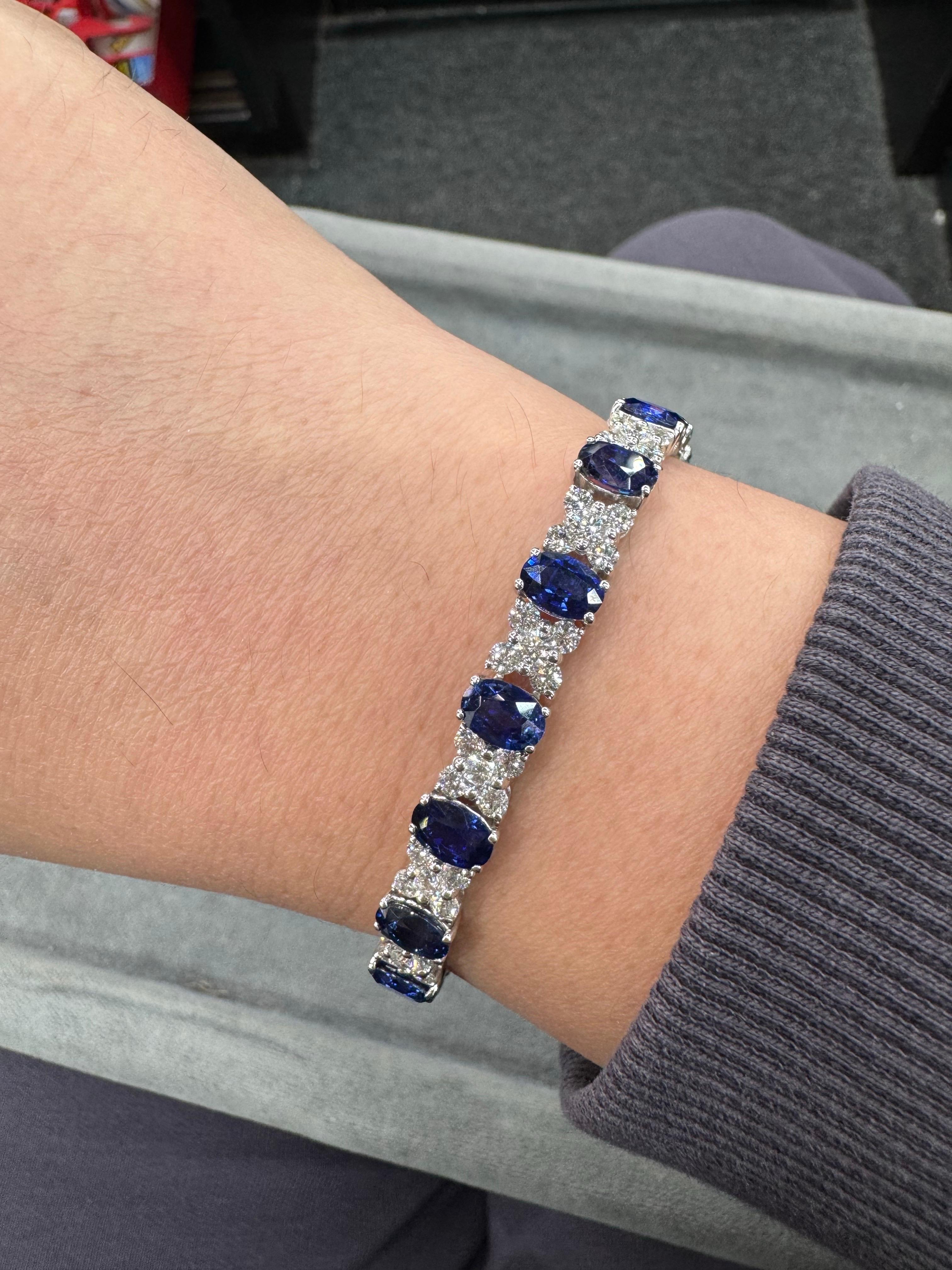 Alternating Sapphire & Diamond Tennis Bracelet 22.80 CTTW 18KT White Gold F VS im Angebot 1