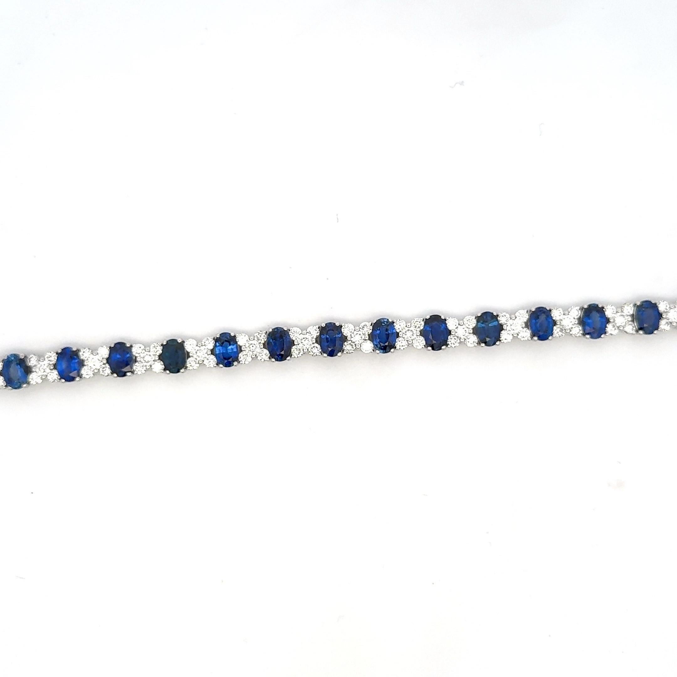 Alternating Sapphire & Diamond Tennis Bracelet 22.80 CTTW 18KT White Gold F VS im Angebot 2