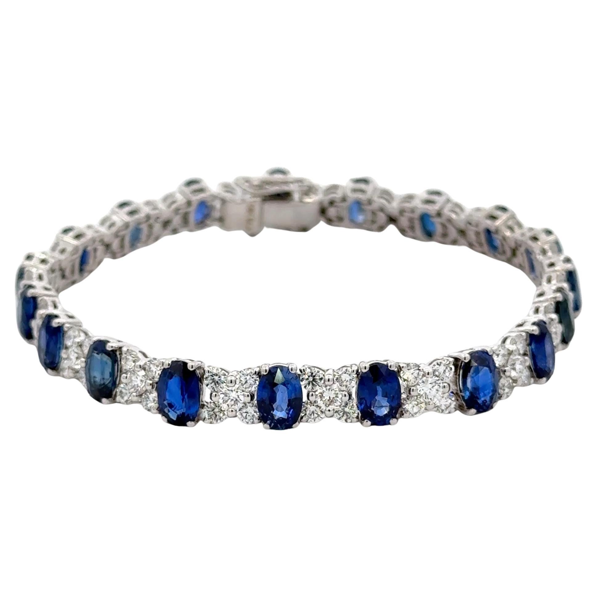 Alternating Sapphire & Diamond Tennis Bracelet 22.80 CTTW 18KT White Gold F VS im Angebot