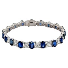 Alternating Sapphire & Diamond Tennis Bracelet 22.80 CTTW 18KT White Gold F VS