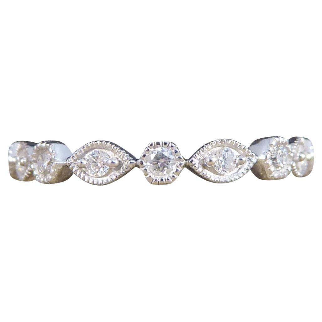 Diamond Rub over Collar Set Platinum Half Eternity Ring For Sale at