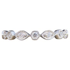 Alternating Shape Diamond Rub Over Collar Set White Gold Half Eternity Ring