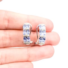 Alternating Tanzanite & Diamond Earrings in 14k