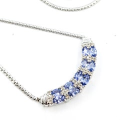 Alternating Tanzanite & Diamond Necklace in 14k