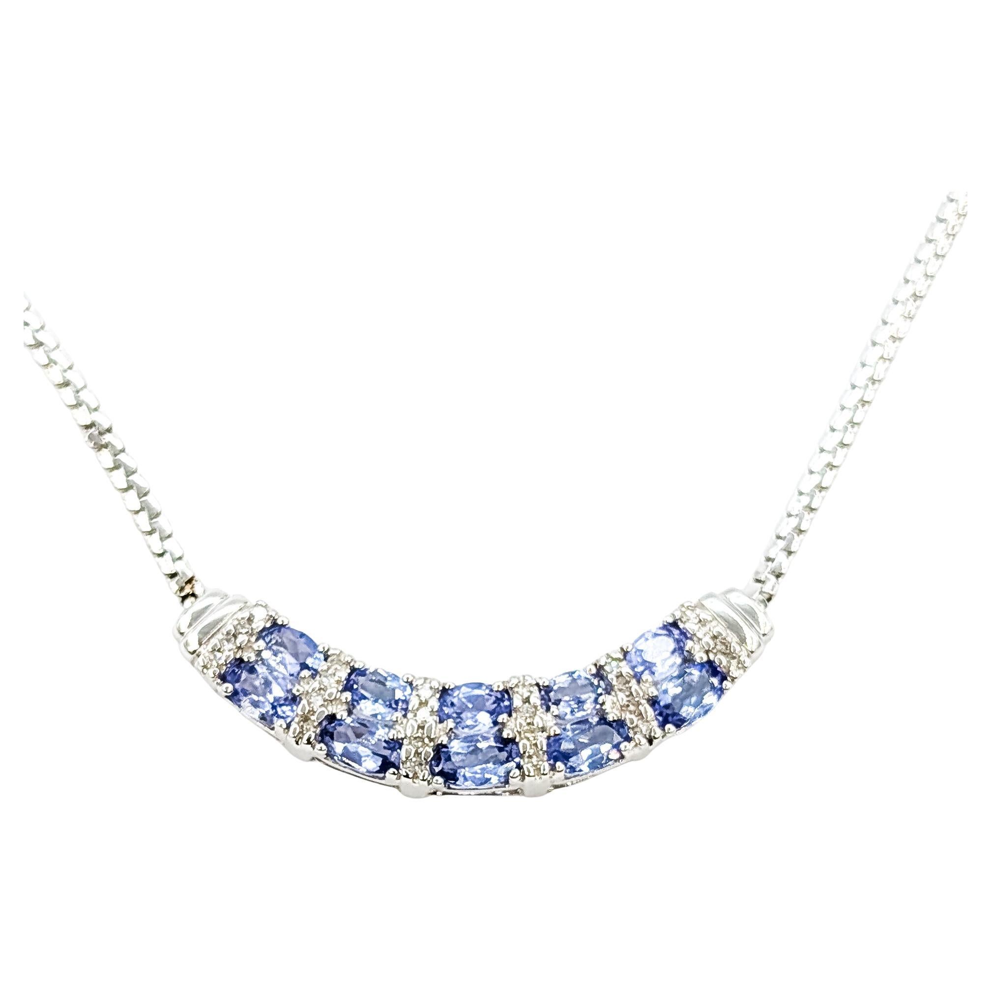 Collier alternant Tanzanite et Diamant en 14k en vente