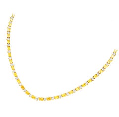Alternating Tennis-Halskette aus 18k YG mit ovalen und runden Diamanten