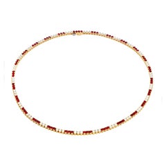 Alternating Tennis Necklace with Diamonds & Rubies