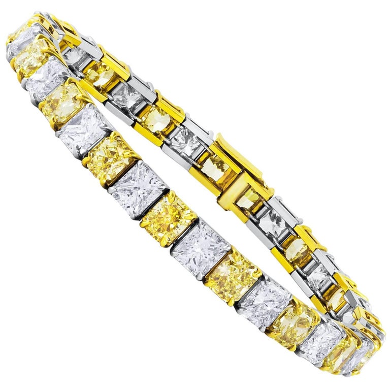 Roman Malakov Alternating Yellow and White Diamond Tennis Bracelet For Sale  at 1stDibs | yellow and white bracelet, yellow and white diamond bracelet,  yellow tennis bracelet