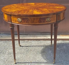 Althorp George III Style Crotch Mahogany Double-Drawer Rolling Center Table