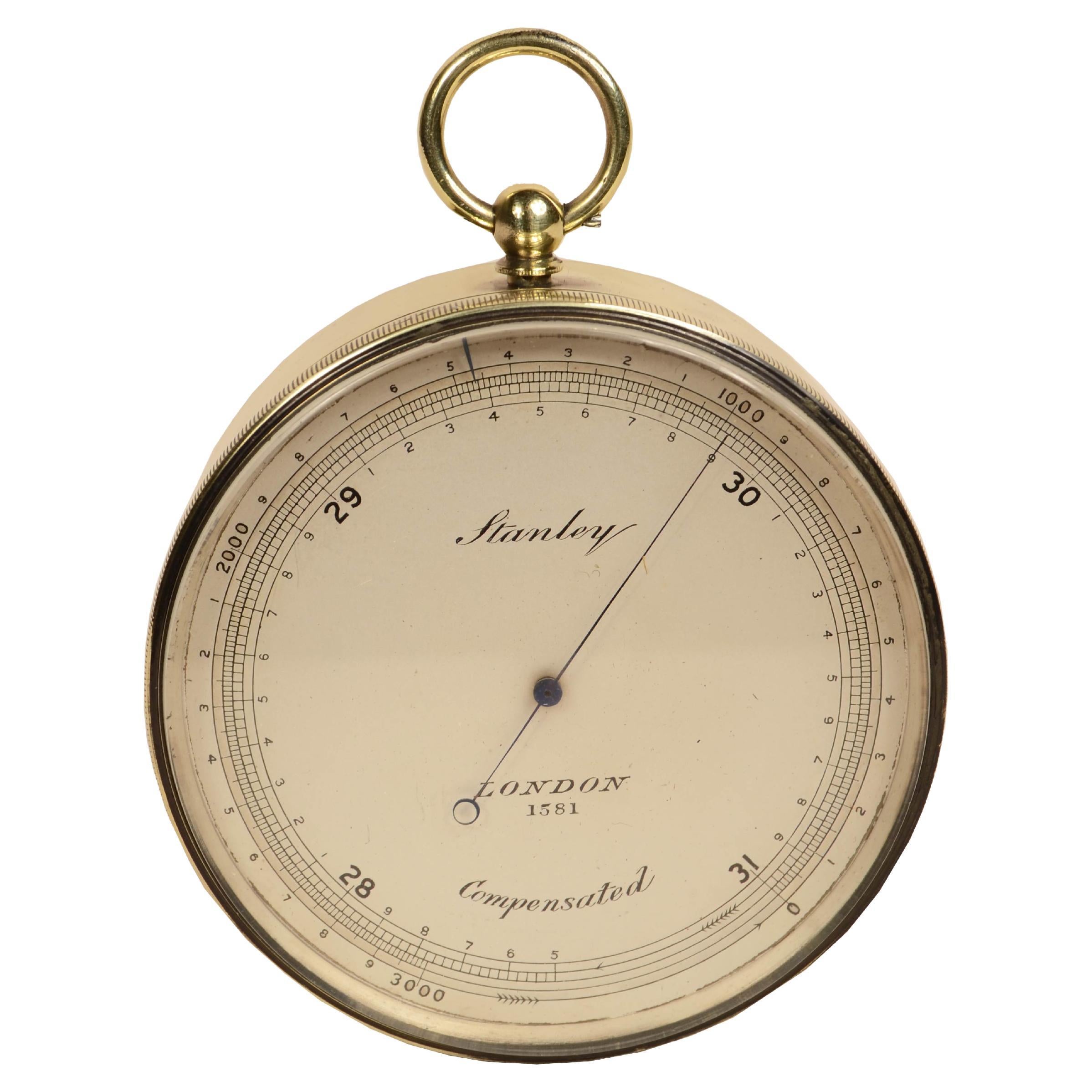 Compensated brass barometric altimeter signed Stanley London from the early 1900s