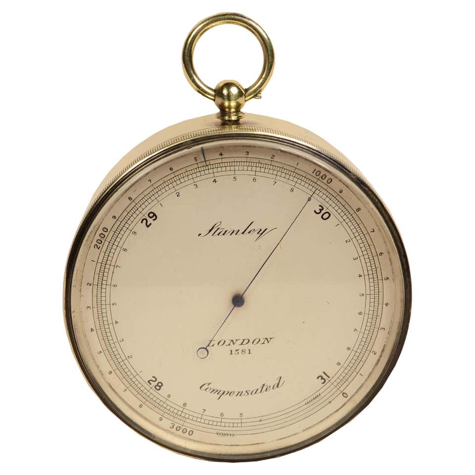 Barometric Instruments Brass aneroid barometer, table and wall mount England early 1900s For ...