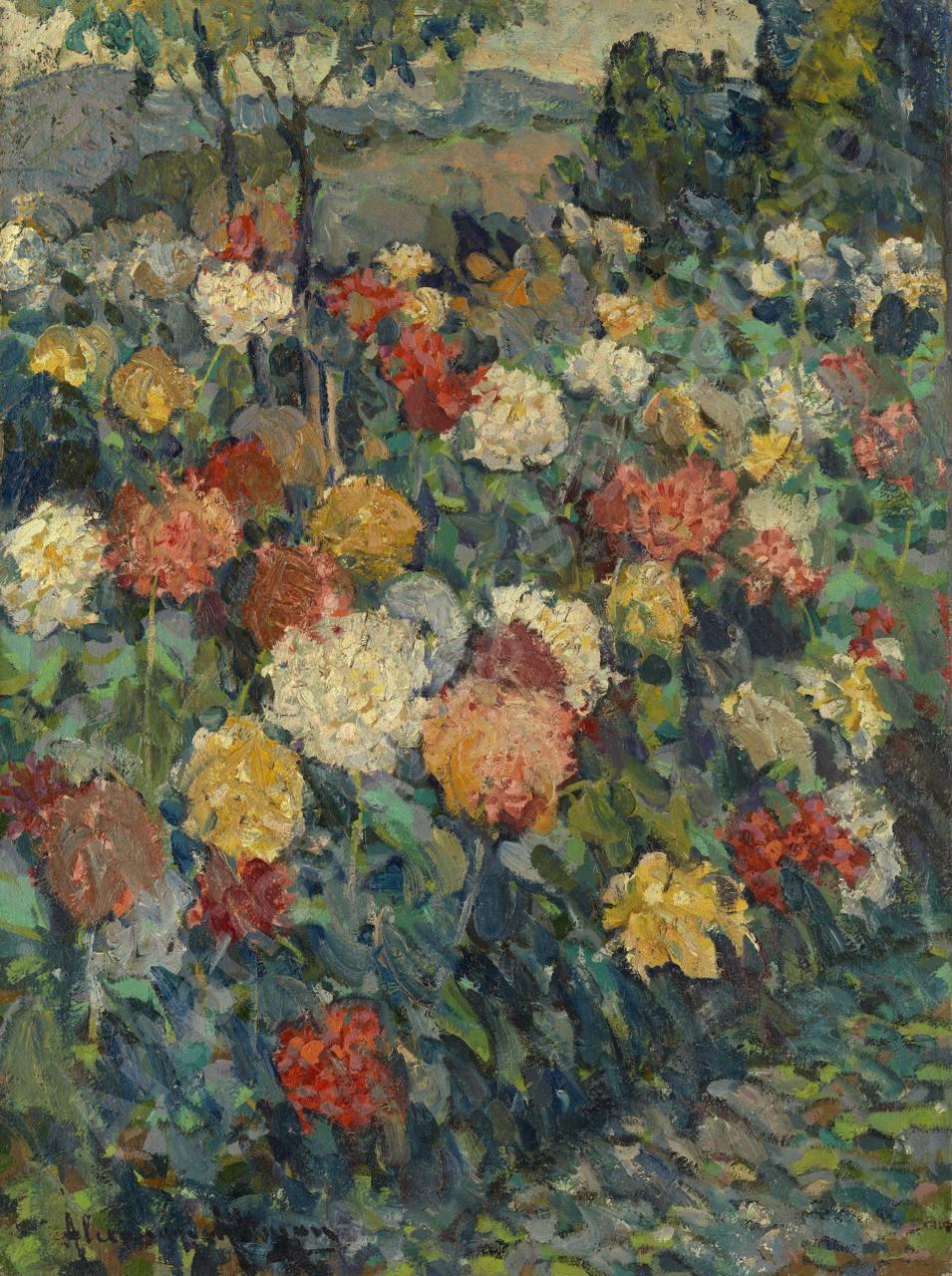 Landscape Painting di Altmann Alexander - "Fiore in giardino"