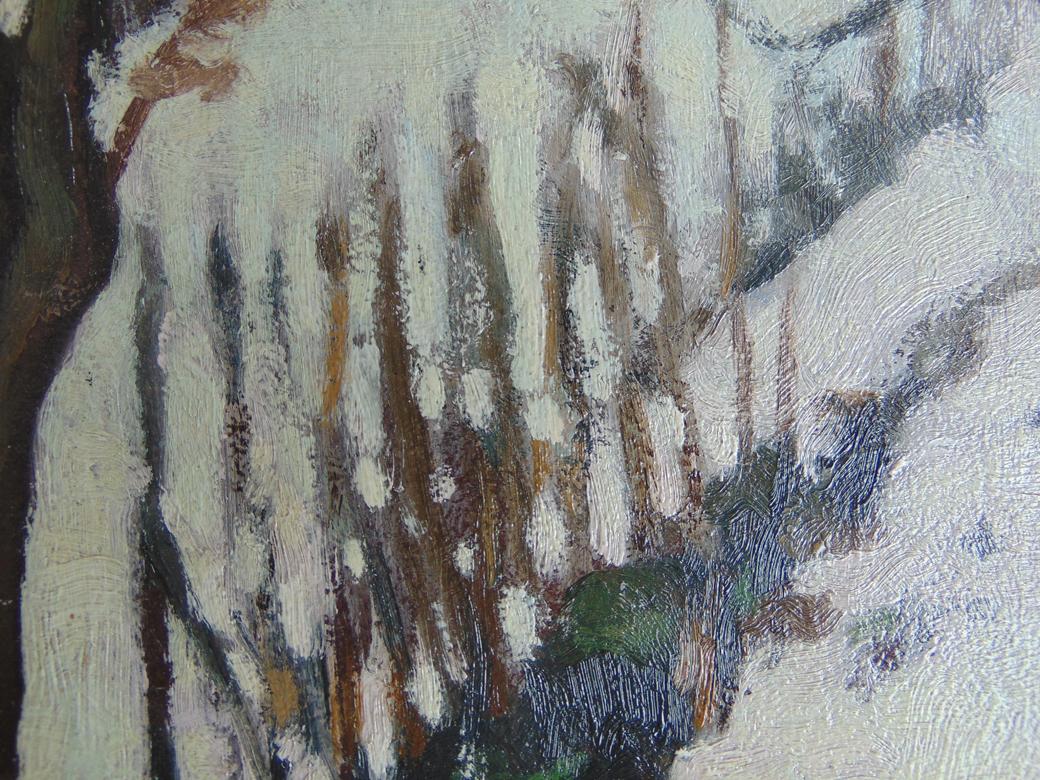 Snowy Undergrowth - Impressionist Painting by Altmann Alexander