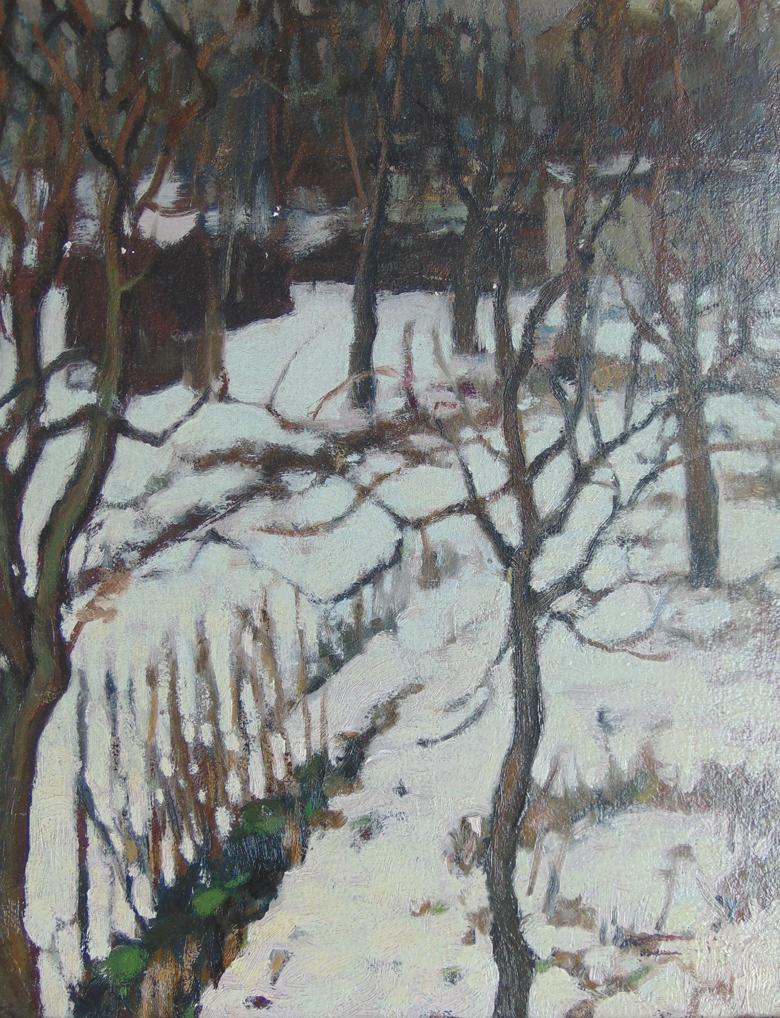 Altmann Alexander Landscape Painting - Snowy Undergrowth