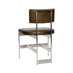 Alto Chair in Dark Brown Leather with Satin Nickel Finish by Powell & Bonnell