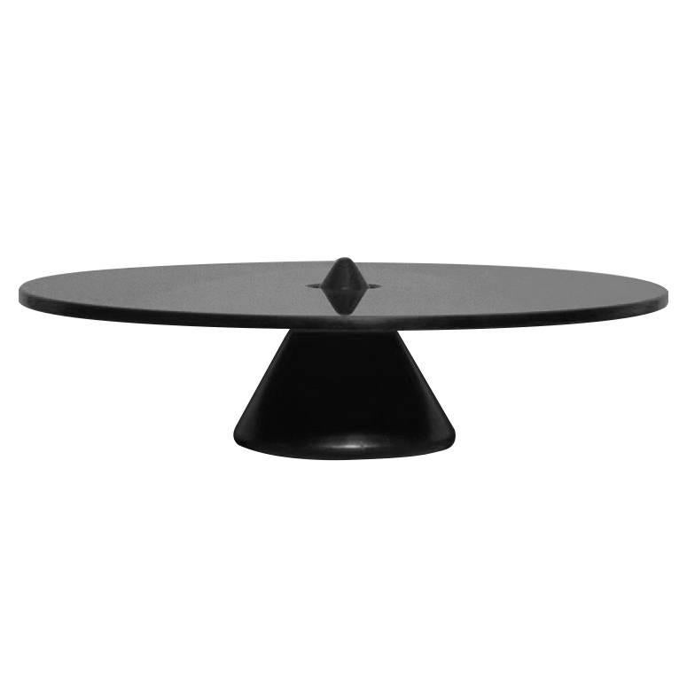 Sculptural Serving Plate Black Marble Contemporary Style For Sale
