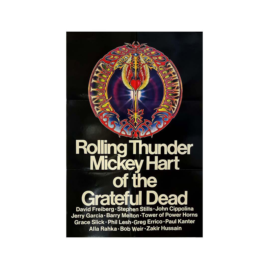 1972 Original poster - Rolling Thunder by Mickey Hart - Grateful Dead - Print by Alton Kelly & Stanley Mouse