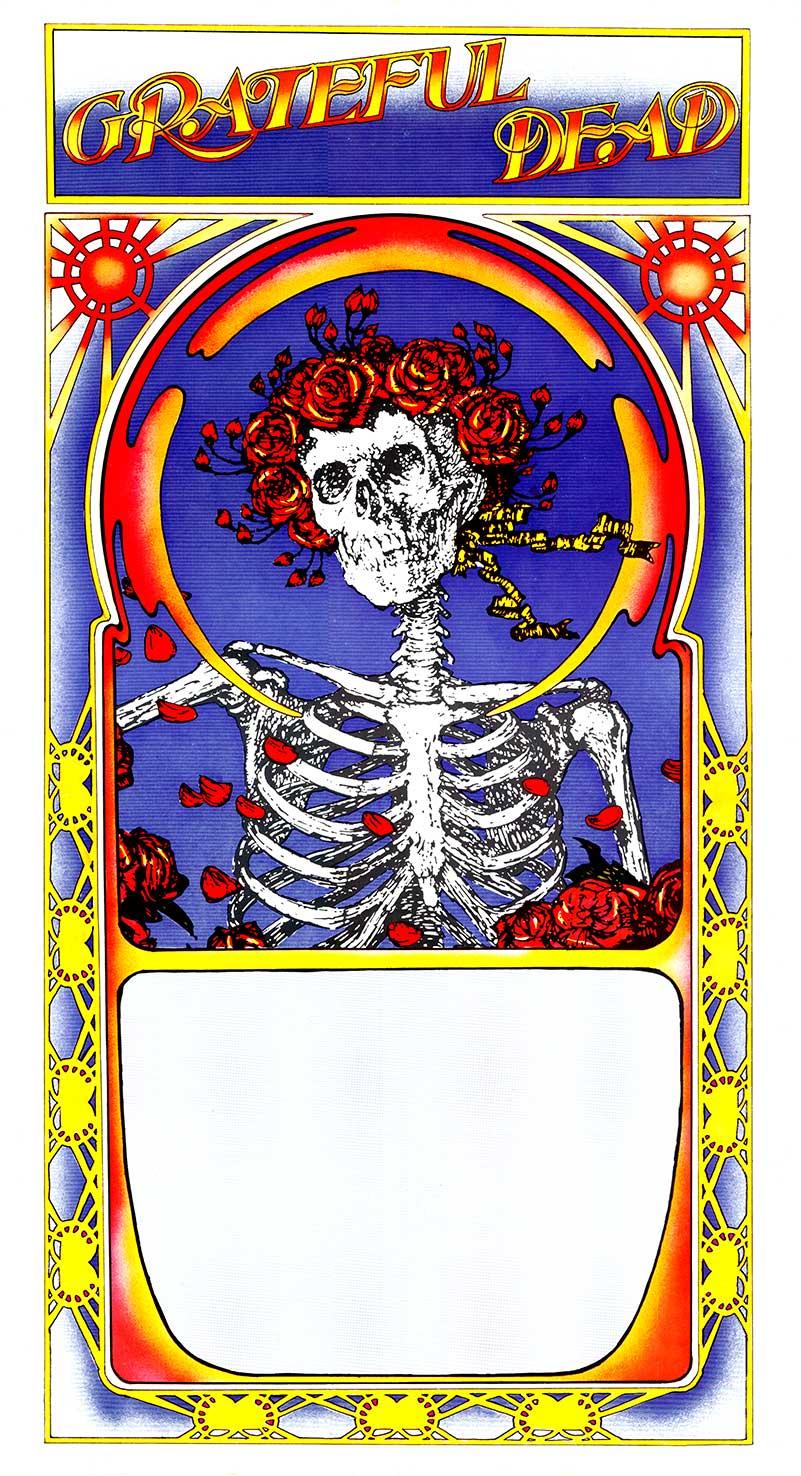 Alton Kelly 
Stanley Mouse Print - Original GRATEFUL DEAD Skull and Roses 1971 Tour poster