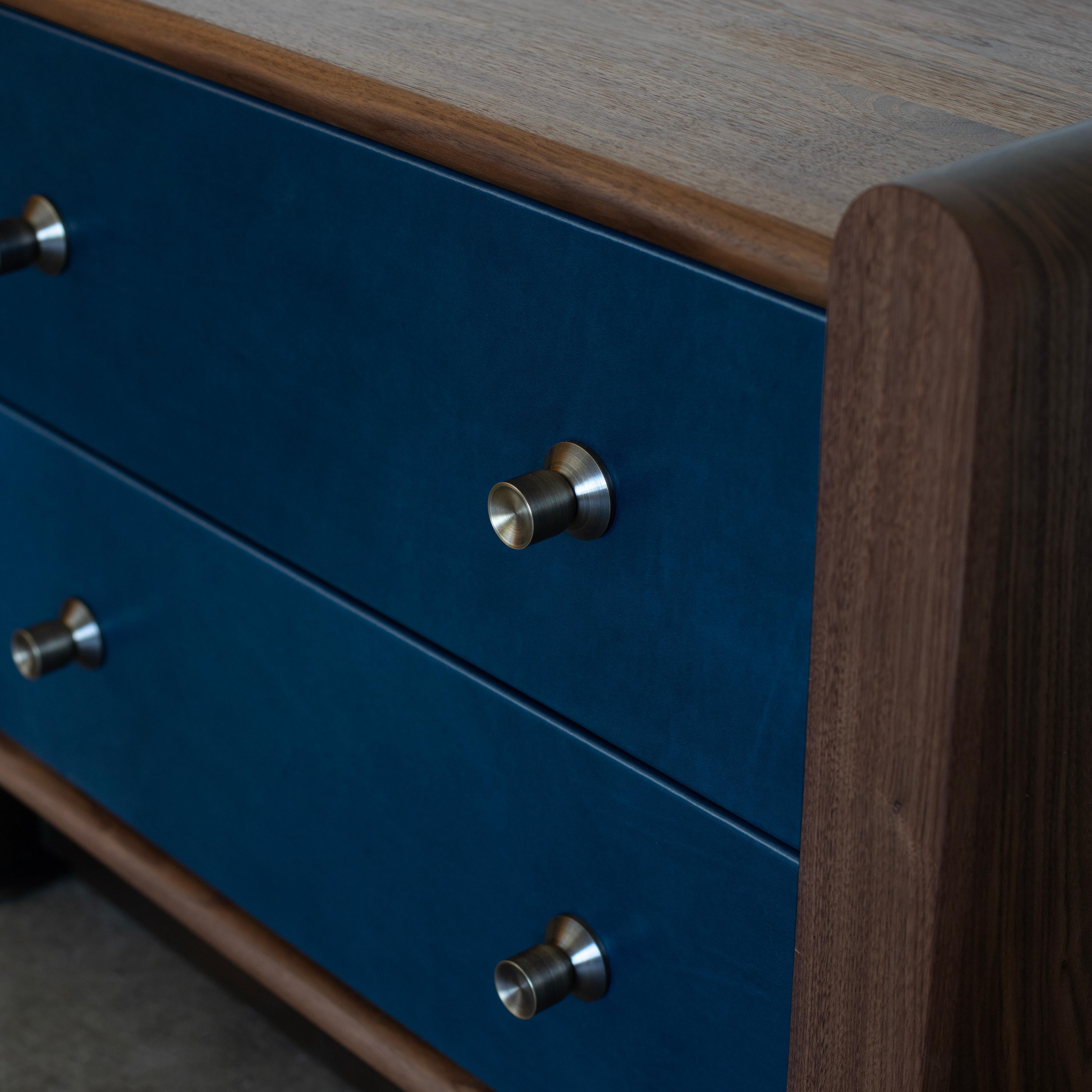 Alton modern solid wood and leather nightstands by Crump and Kwash In New Condition In Baltimore City, MD