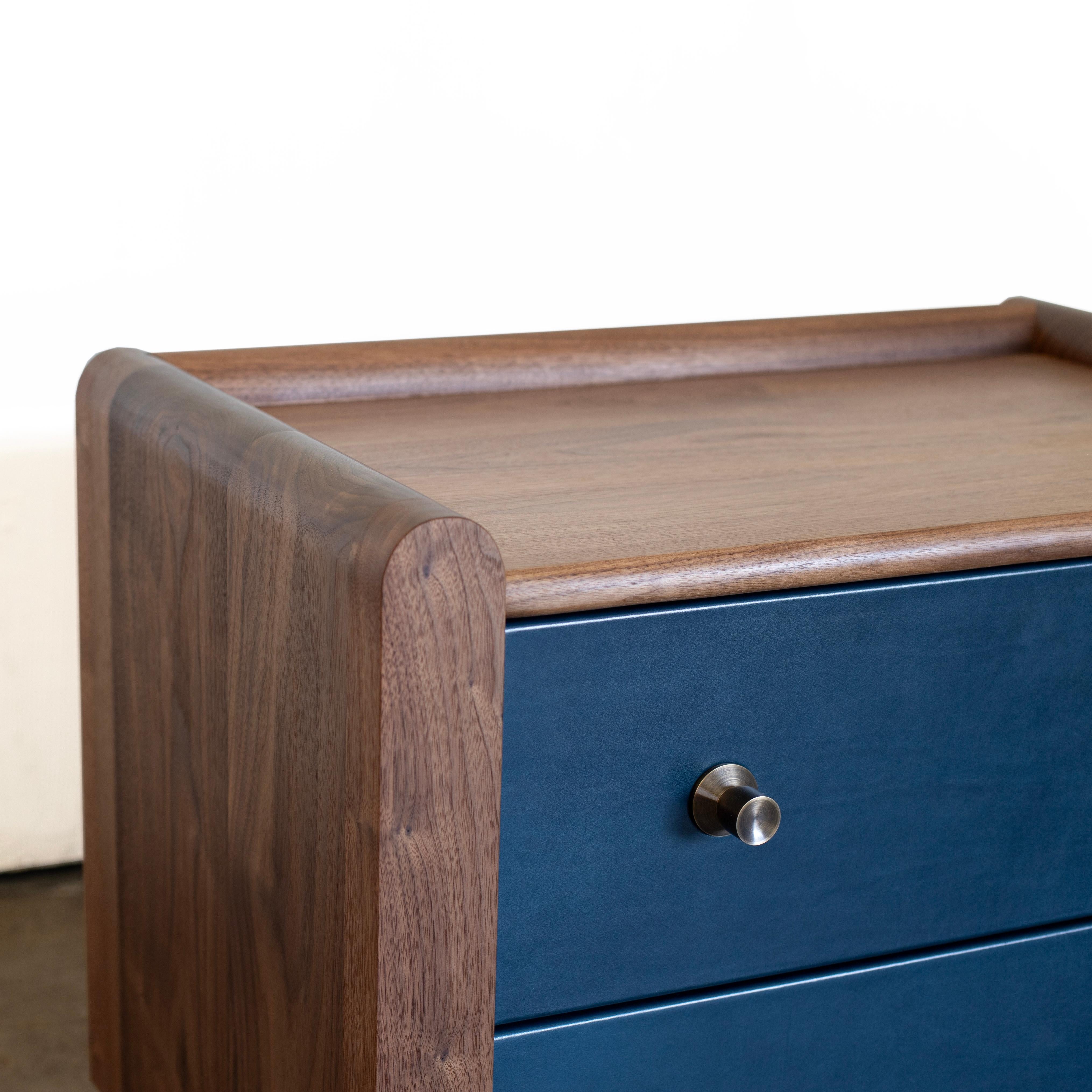 Contemporary Alton modern solid wood and leather nightstands by Crump and Kwash