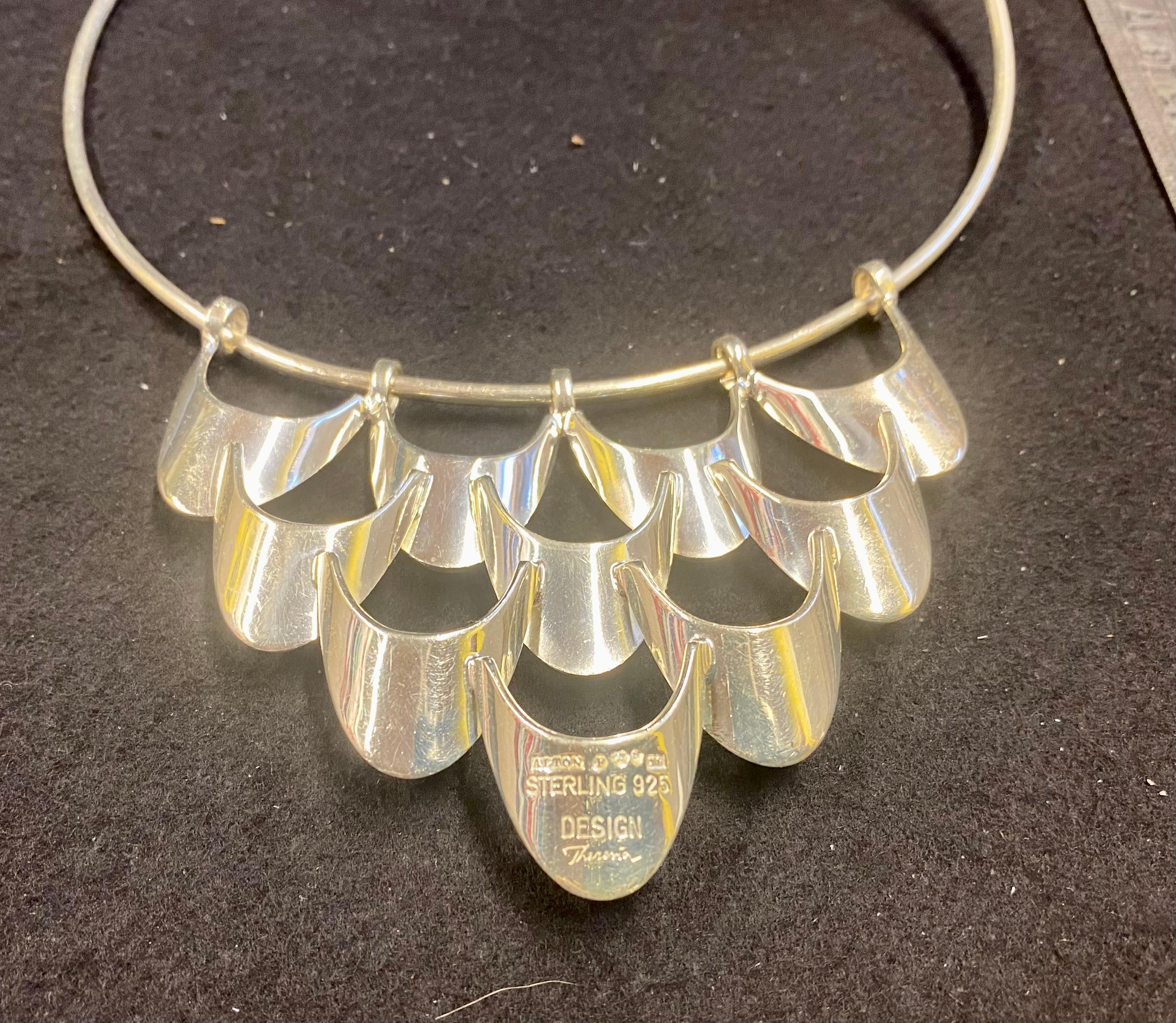Modernistische Sterlingsilber-Halskette mit Statement-Anhänger von Alton Sweden 1973 für Damen oder Herren im Angebot