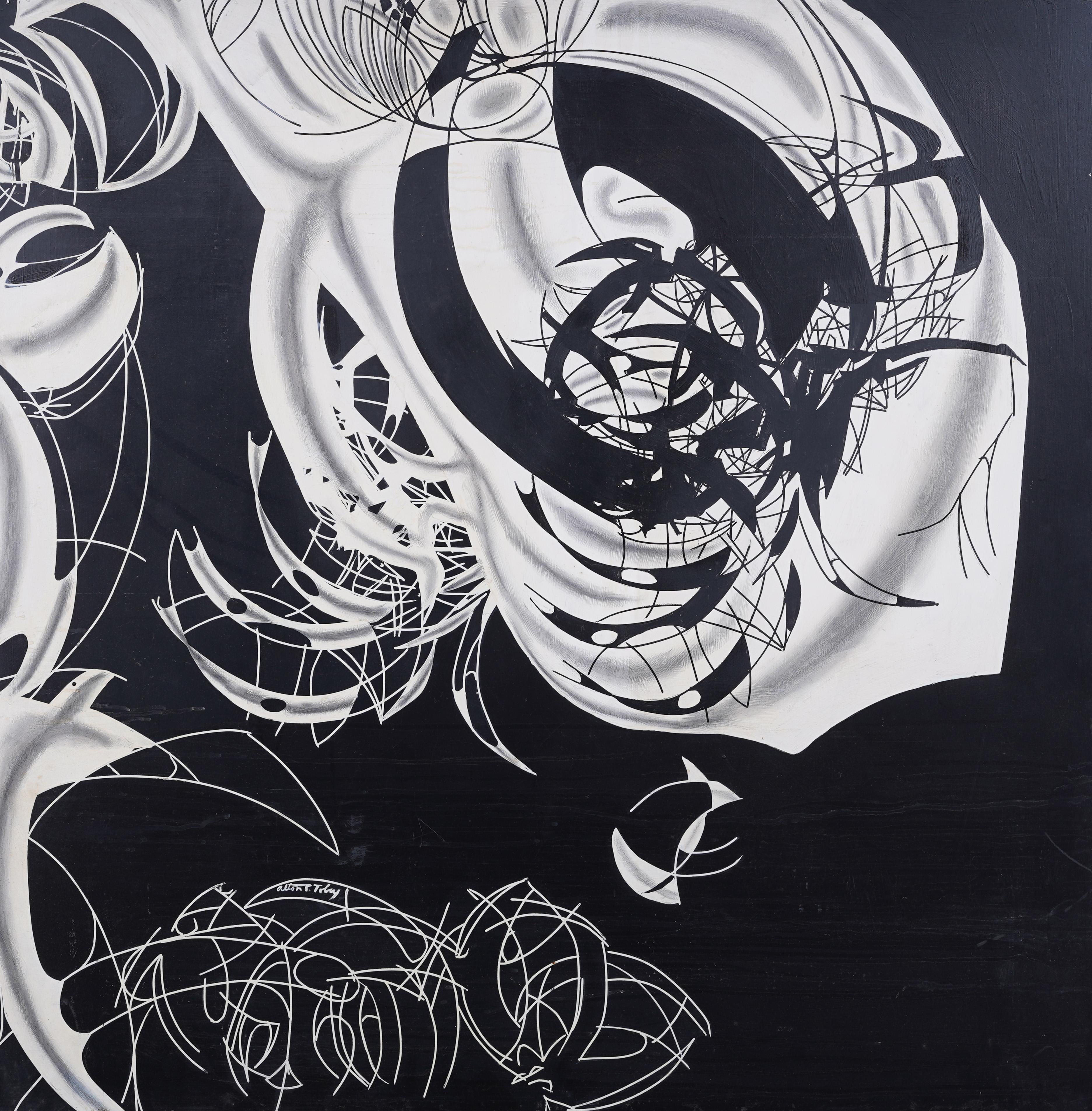 Großes antikes abstraktes surrealistisches gerahmtes Ölgemälde der amerikanischen Moderne, gerahmt (Abstrakt), Painting, von Alton Tobey