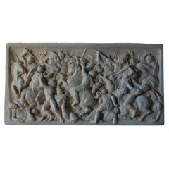 Vintage Altorilievo battaglia romana in marmo bianco di Carrara