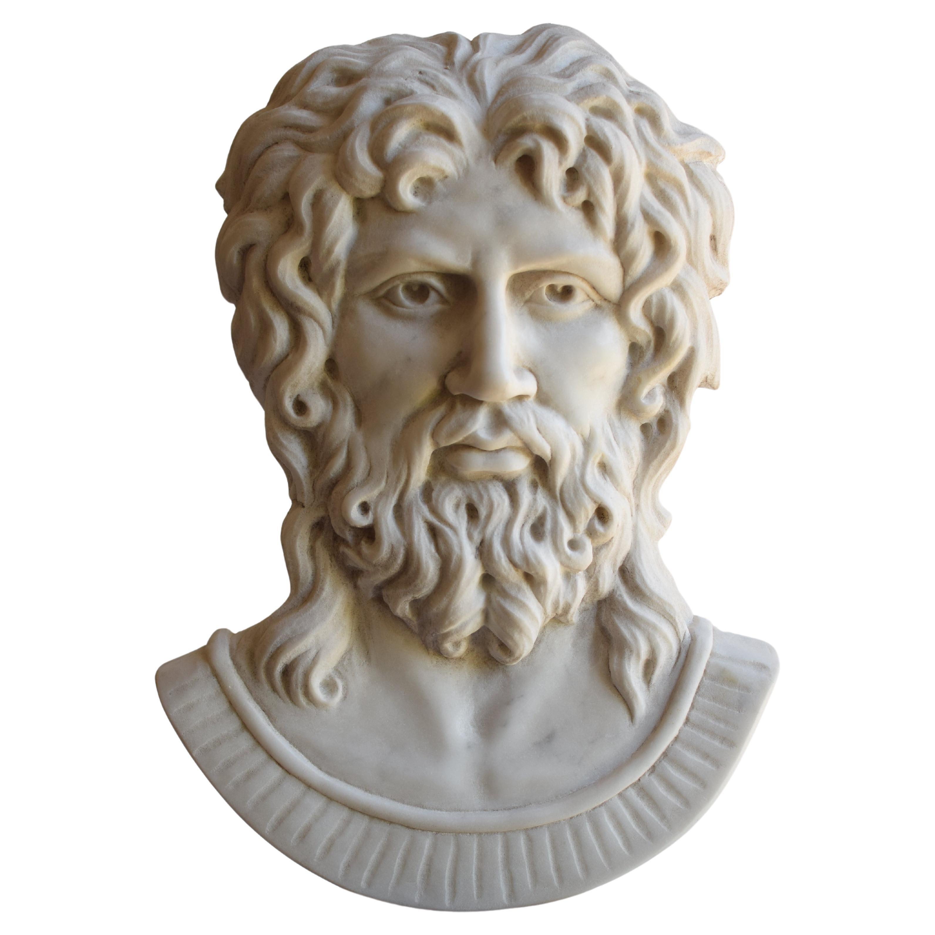 Zeus "Altemps" high relief -white Carrara marble -made in Italy For Sale