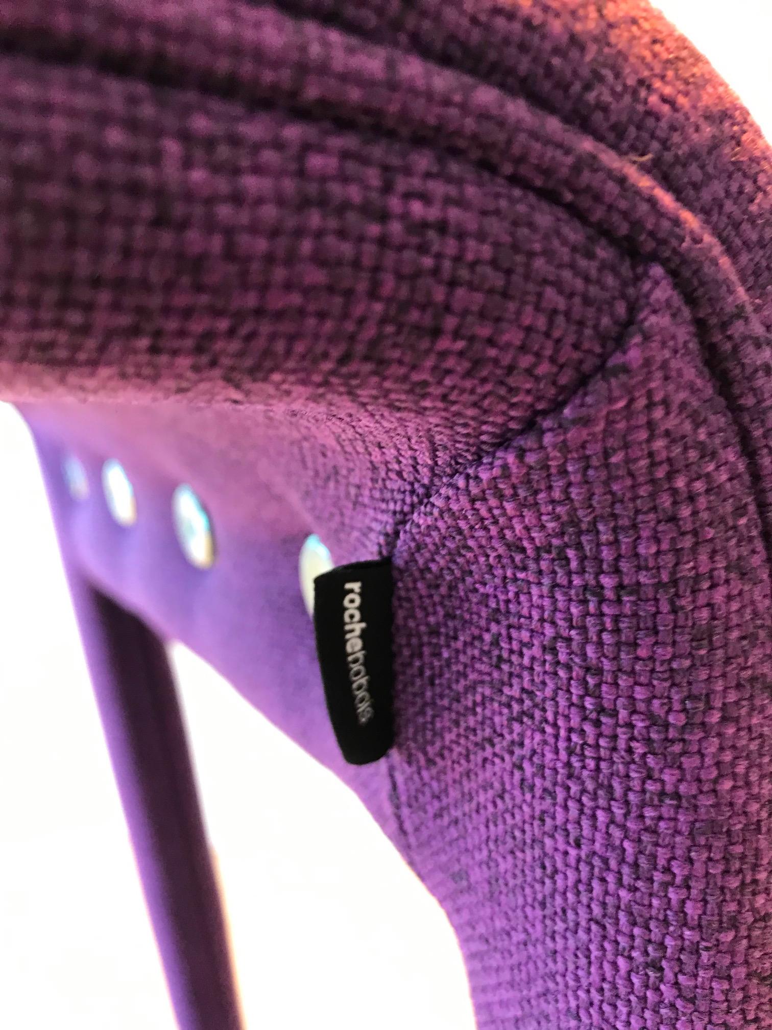 Chaises de salle à manger Altuglass en laine violette de Roche Bobois:: lot de six 3