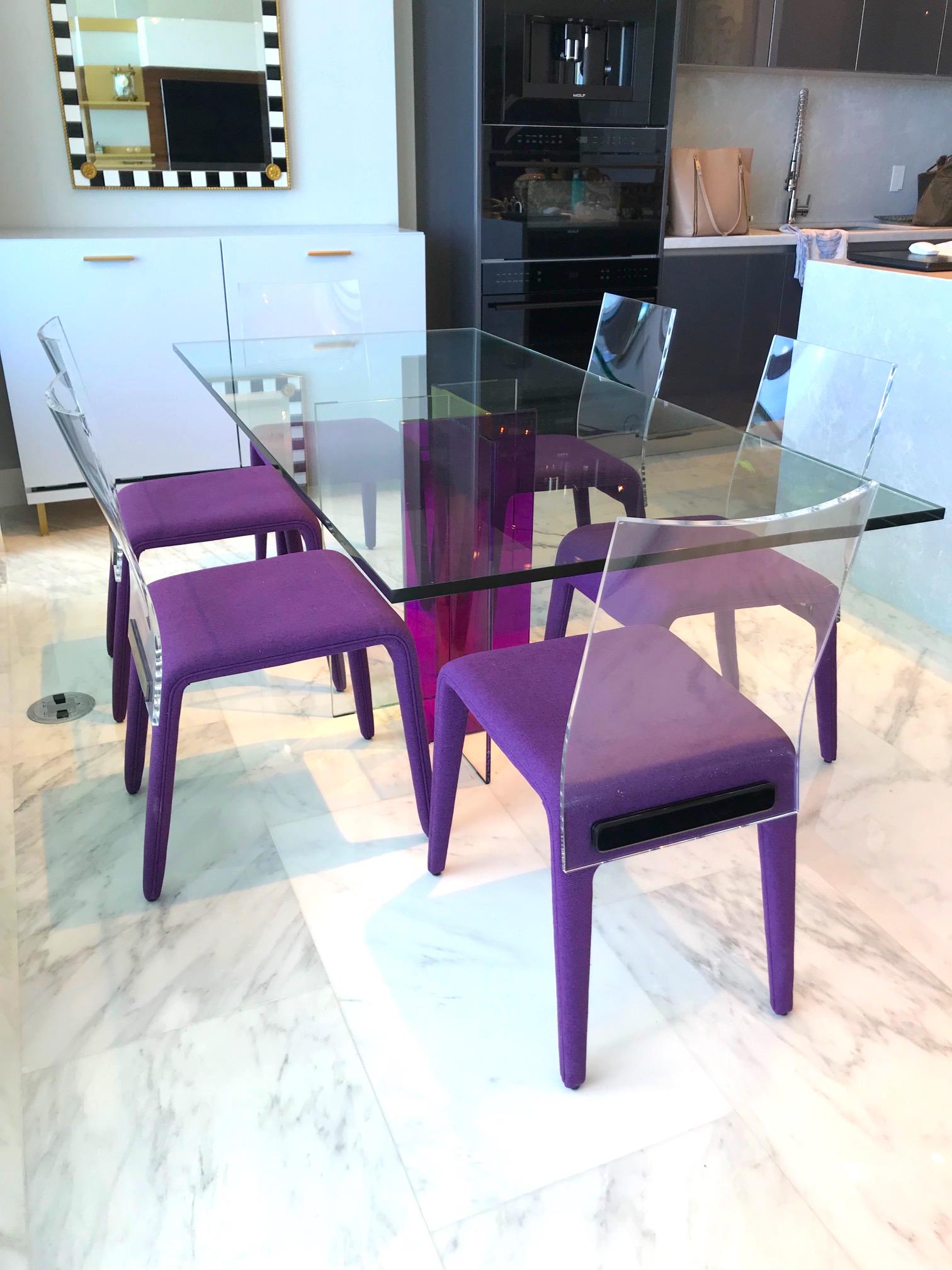 Altuglass Dining Chairs in Purple Wool by Roche Bobois, Set of Six 4