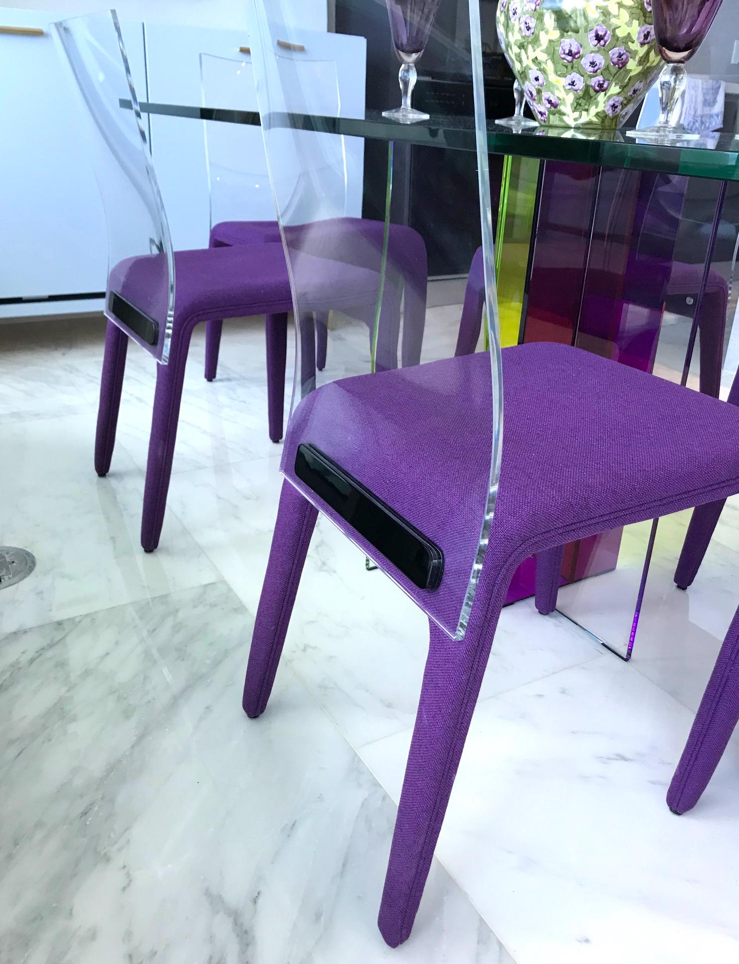 Altuglass Dining Chairs in Purple Wool by Roche Bobois, Set of Six 5
