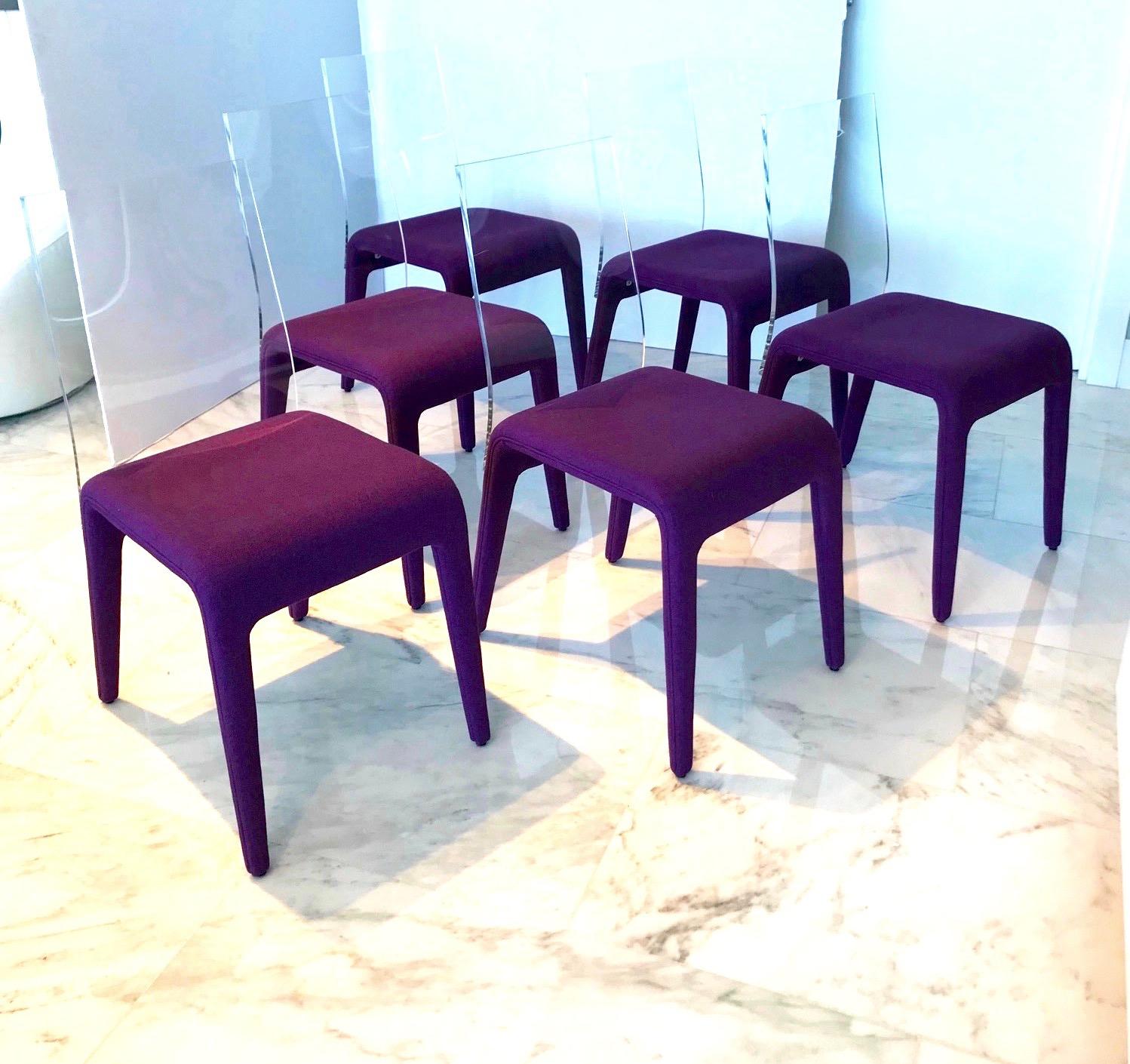 Altuglass Dining Chairs in Purple Wool by Roche Bobois, Set of Six 7