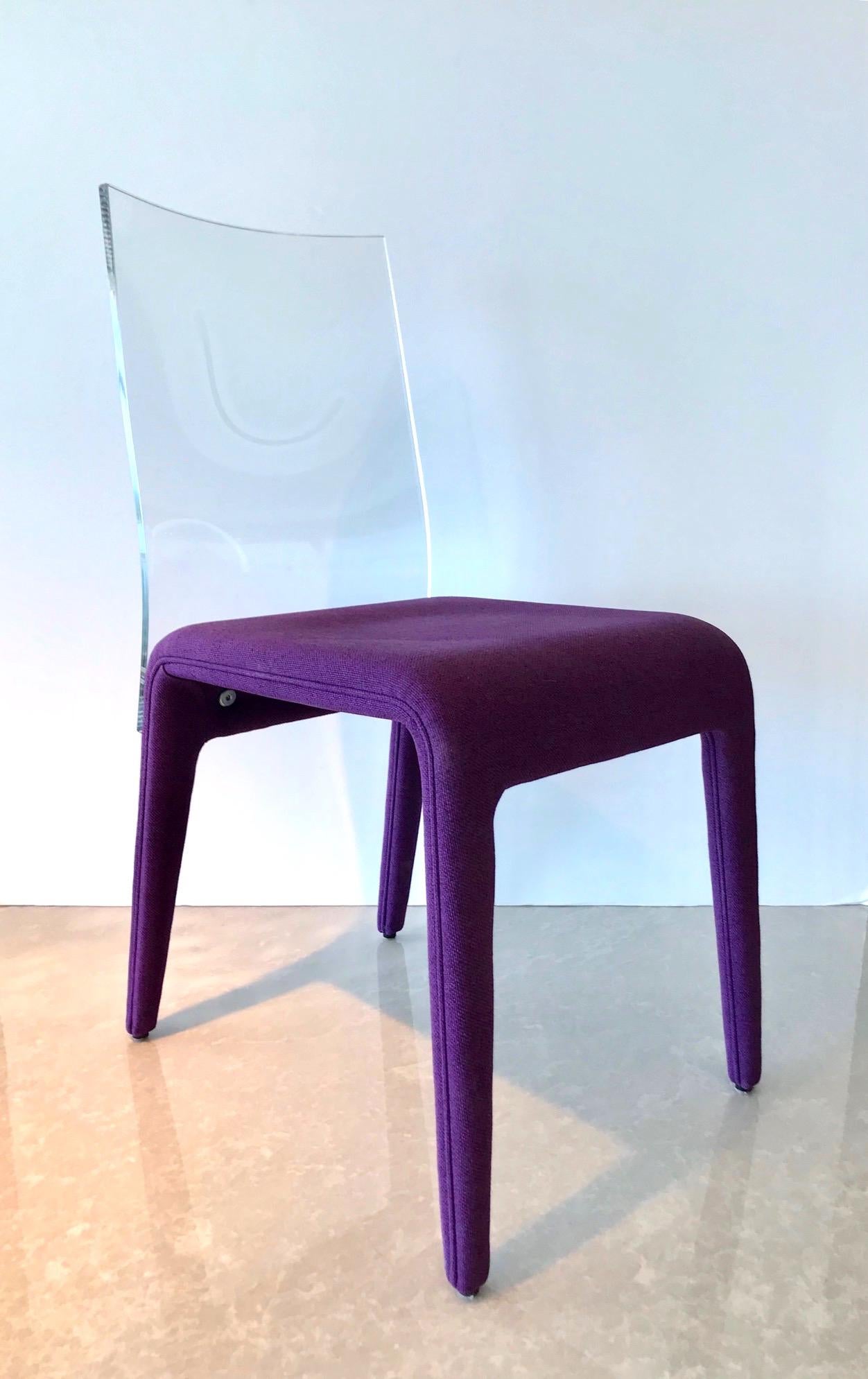 Altuglass Dining Chairs in Purple Wool by Roche Bobois, Set of Six In Good Condition In Fort Lauderdale, FL