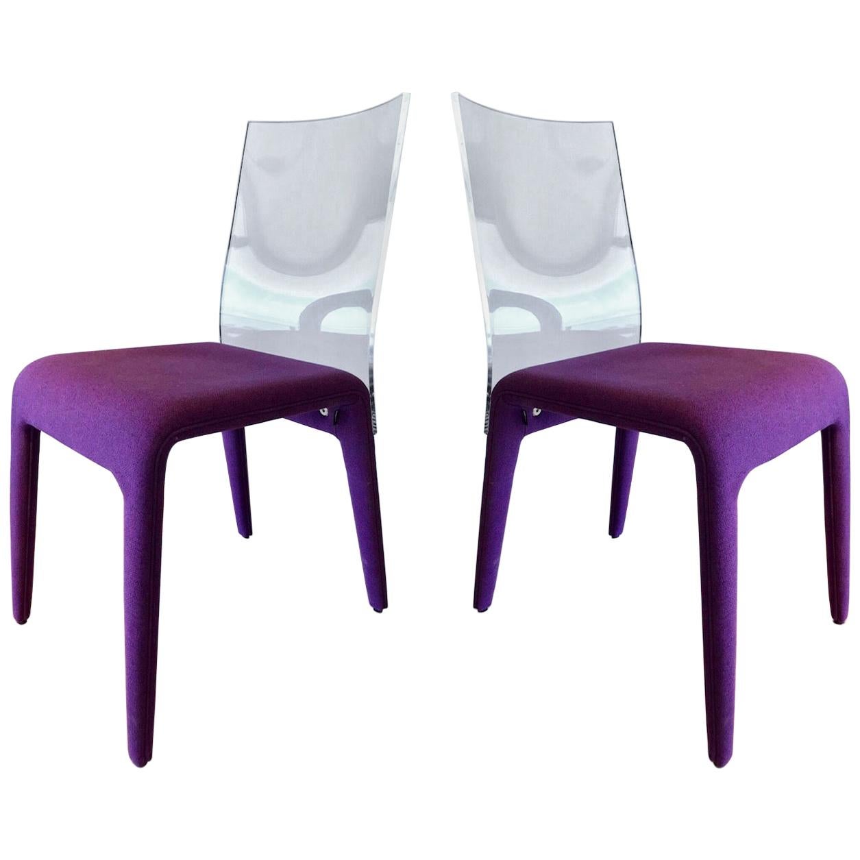 Altuglass Dining Chairs in Purple Wool by Roche Bobois, Set of Six