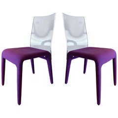 Chaises de salle à manger Altuglass en laine violette de Roche Bobois:: lot de six