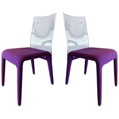 Altuglass Dining Chairs in Purple Wool by Roche Bobois, Set of Six