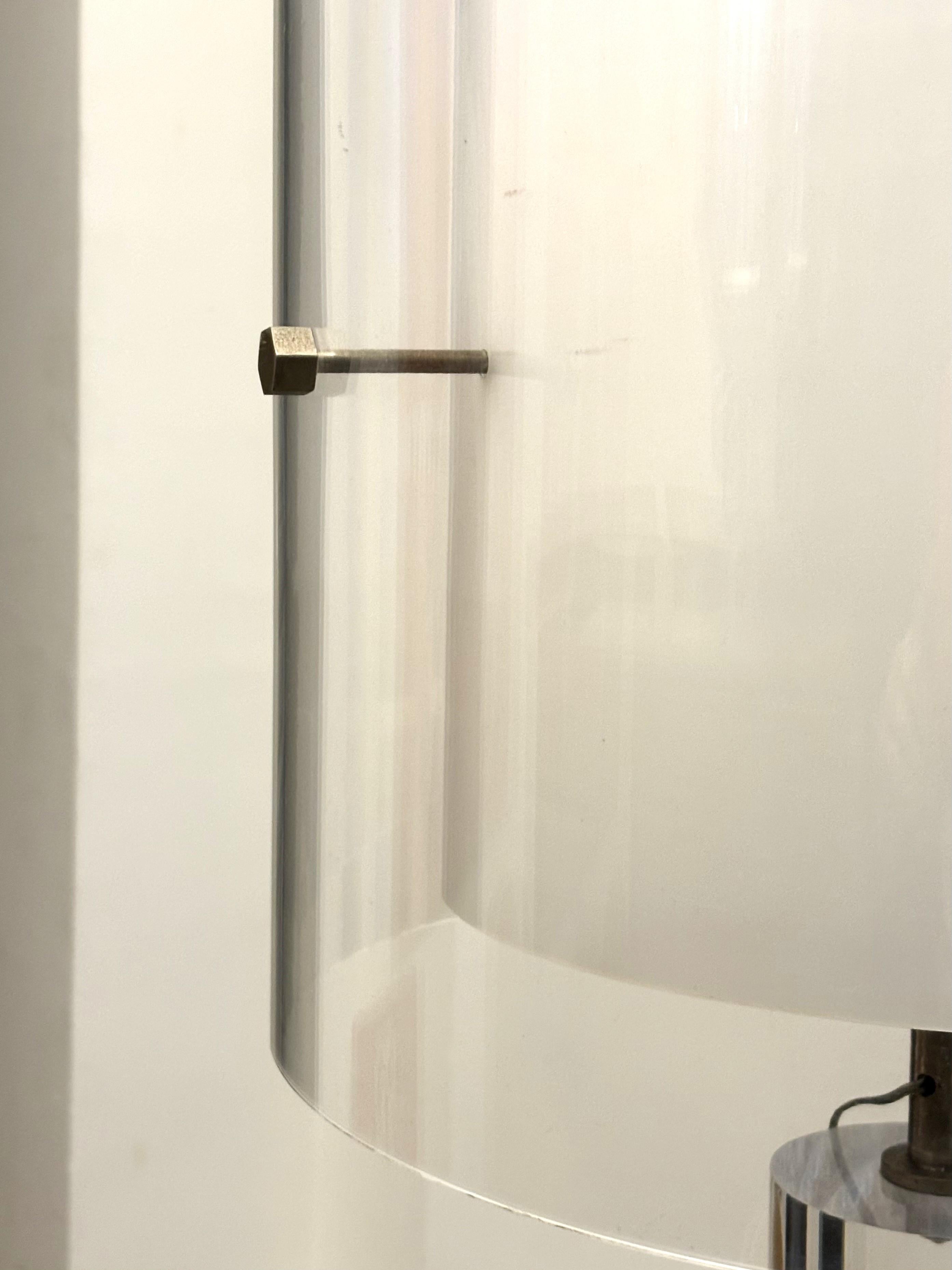 Italian Altuglass & Plexiglass large table lamp with double shade