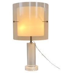 Altuglass & Plexiglass large table lamp with double shade