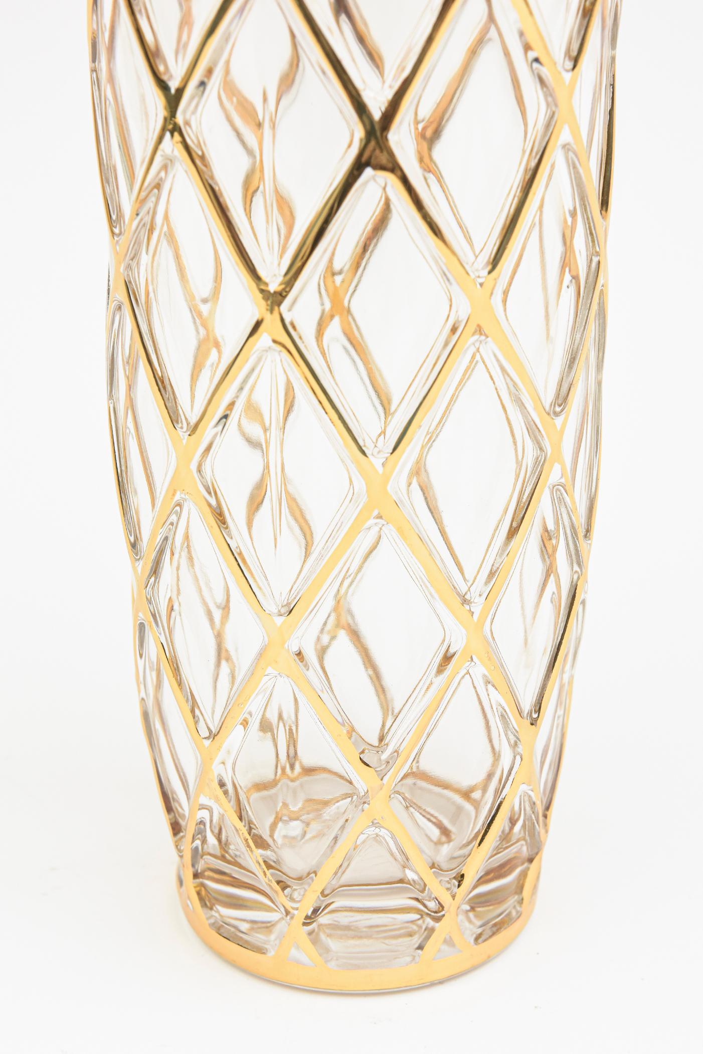 American Altuzarra 18K Gold and Glass Diamond Patterned Cocktail Shaker Barware