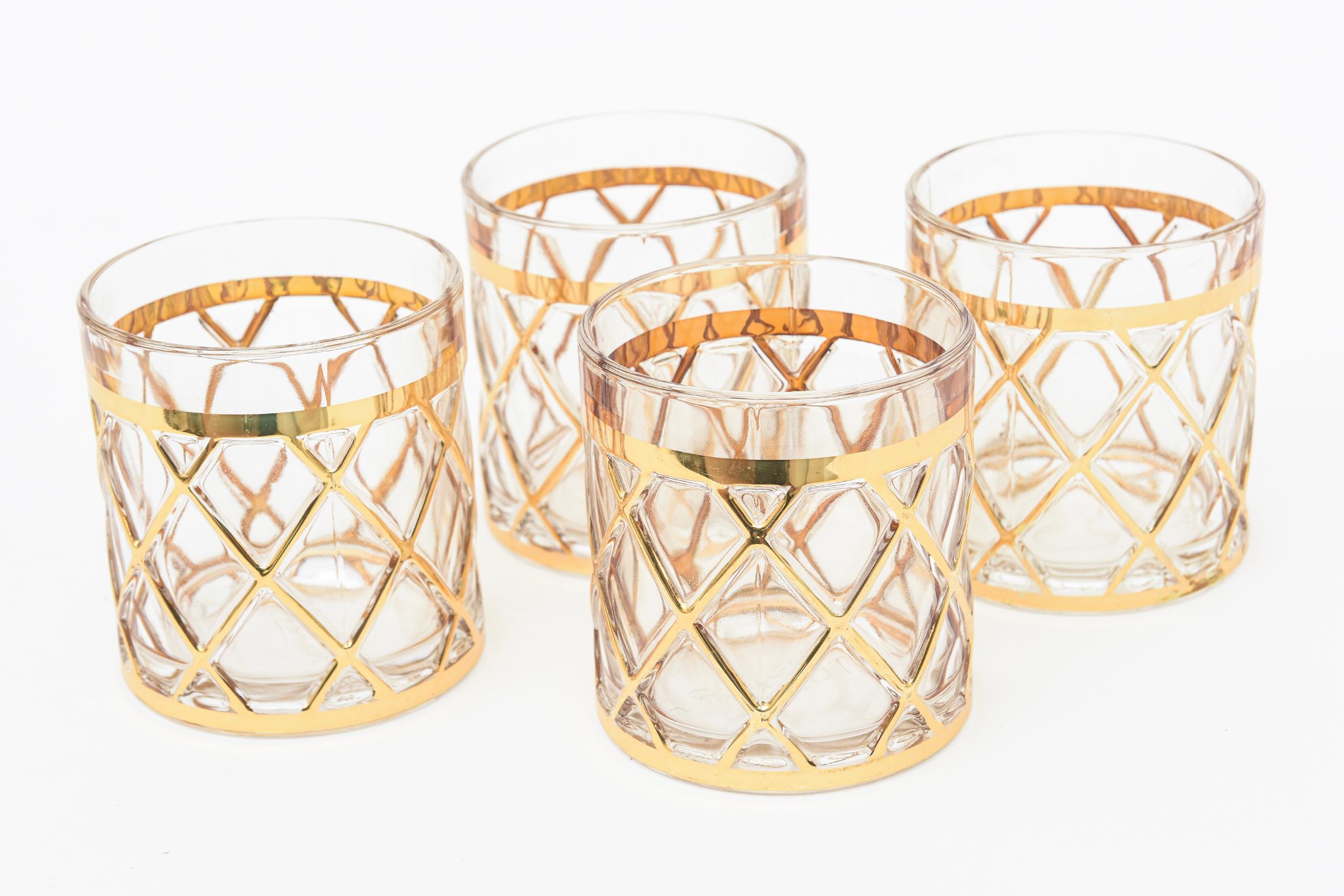 Modern Altuzarra 18k Gold Plated Cocktail Shaker with Four Rock Glasses Barware