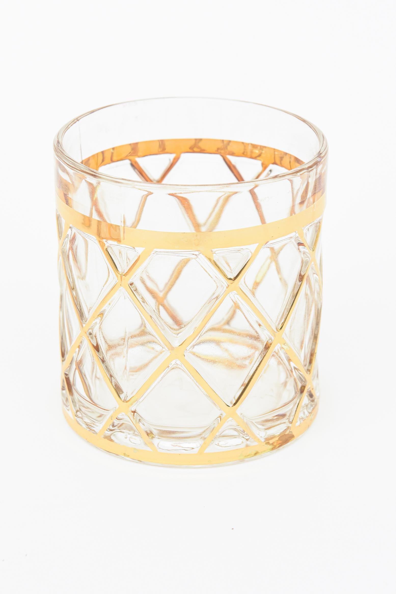 American Altuzarra 18k Gold Plated Cocktail Shaker with Four Rock Glasses Barware