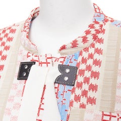 ALTUZARRA 2016 Runway Ghianda geometric check weave pompom jacket FR42 L