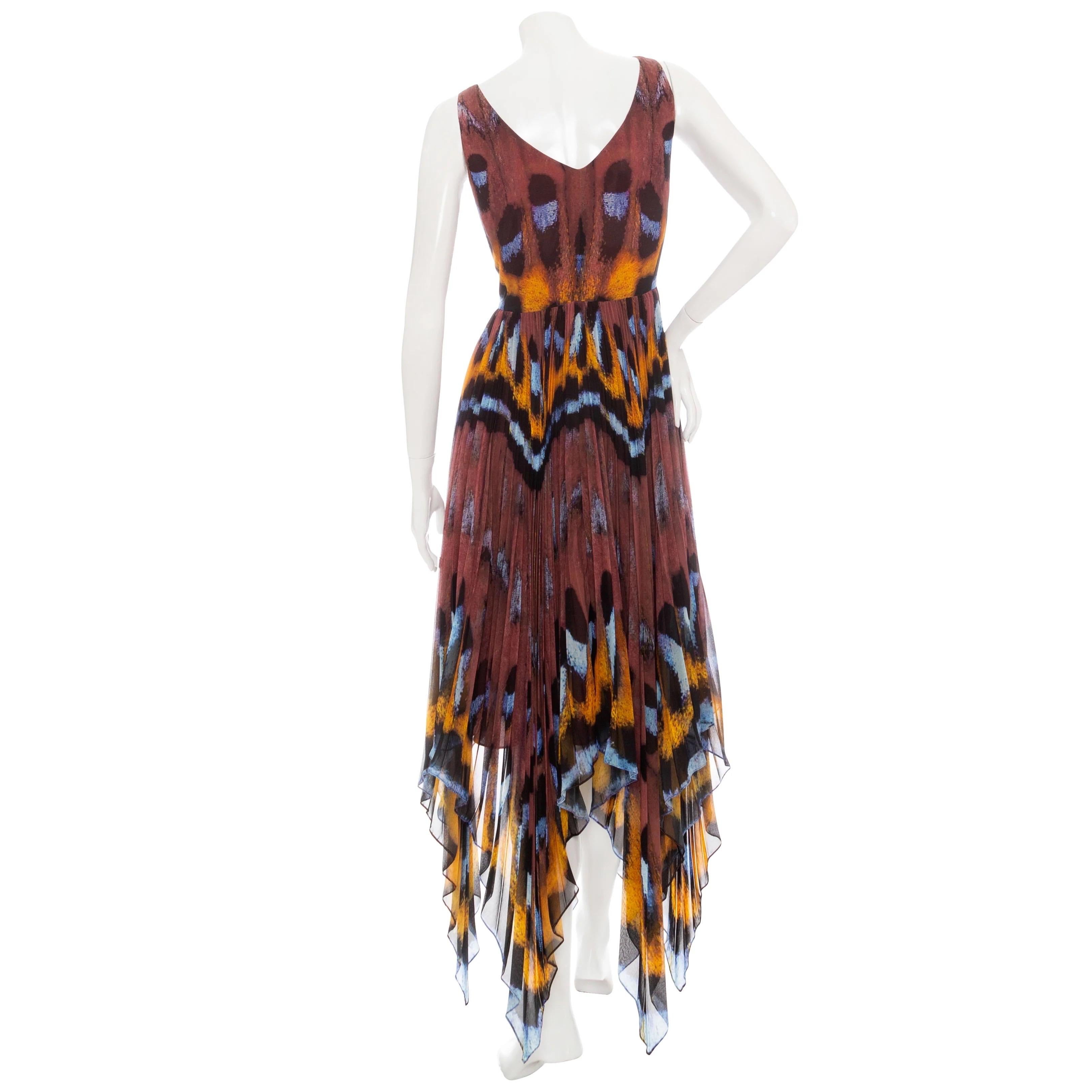 Altuzarra Annabella Butterfly Print Sleeveless Handkerchief Dress In Good Condition In Woodland Hills, CA